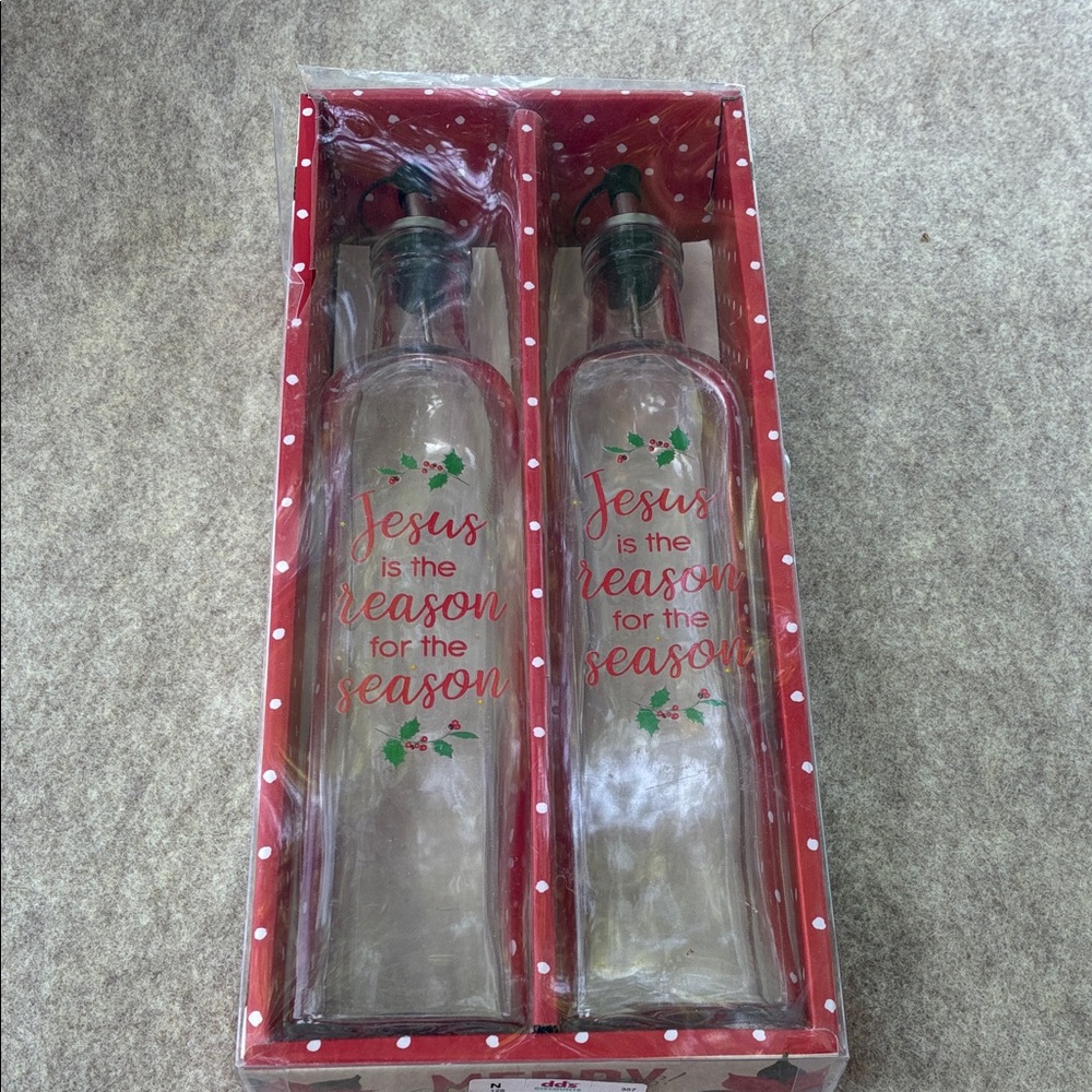 Holiday Olive Oil Bottle Set - "Jesus is the reason for the season"